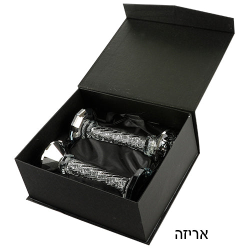 זוג פמוטי קריסטל (15.5 ס"מ) מהודרים עם עיטורים