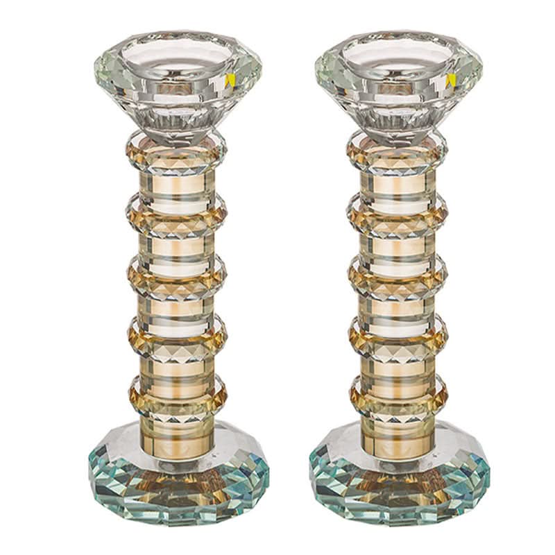 זוג פמוטי יציקת קריסטל מהודרים (15.5 ס"מ) בשילוב גוון זהב