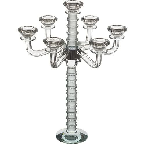 פמוט 7 קנים גדול (42 ס"מ) "מט" מהודר מקריסטל