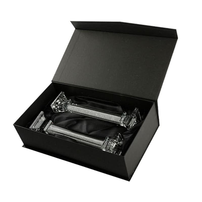 זוג פמוטי יציקת קריסטל גבוהים (23 ס"מ) מהודרים עם אבנים