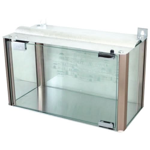 המתנה המושלמת לחנוכה! בית חנוכייה קישוטית מהודרת ( 20 ס"מ ) רחב מהודר מאלומיניום וזכוכית - פרופילים בגוון נחושת.