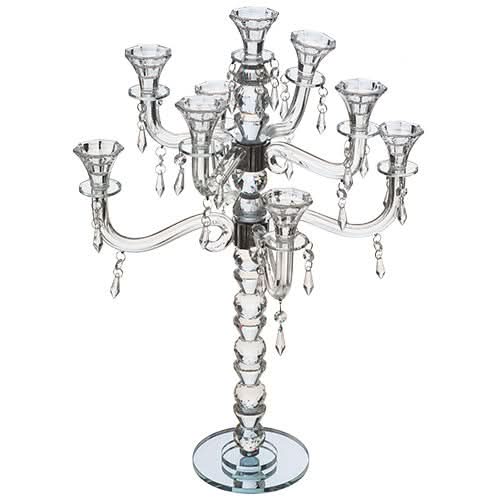 פמוט 9 קנים גדול (60 ס"מ) "אבנים" מהודר מקריסטל