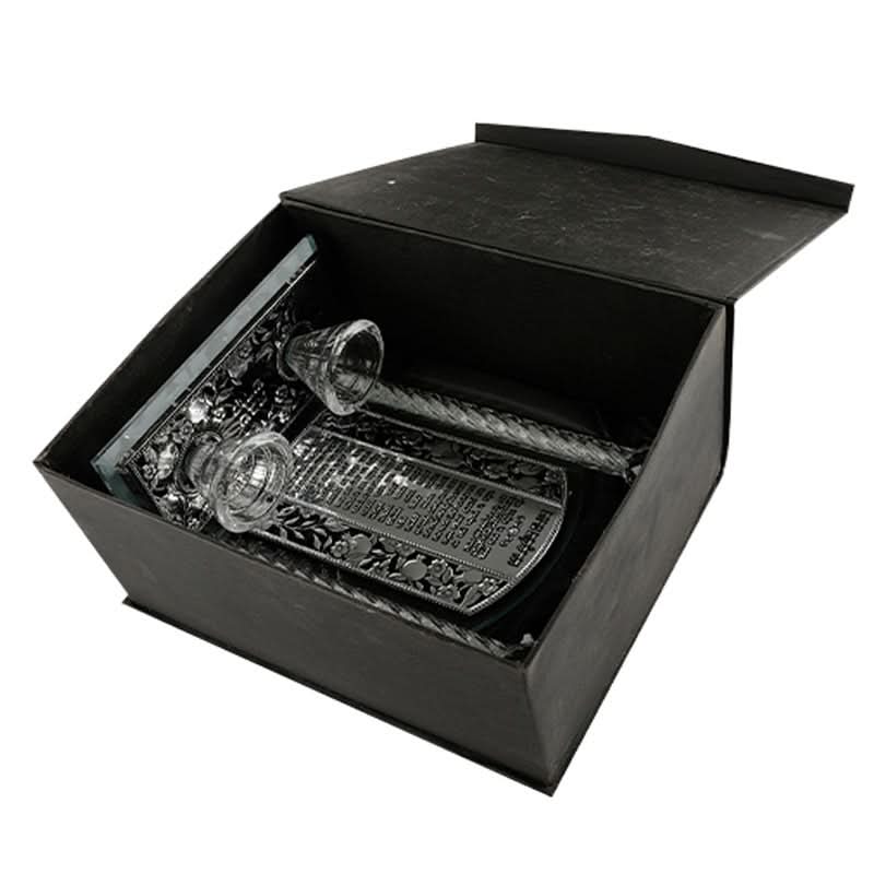 פמוטי שבת מיציקת קריסטל "הדלקת נרות" (24 ס"מ), עיטורי ירושלים