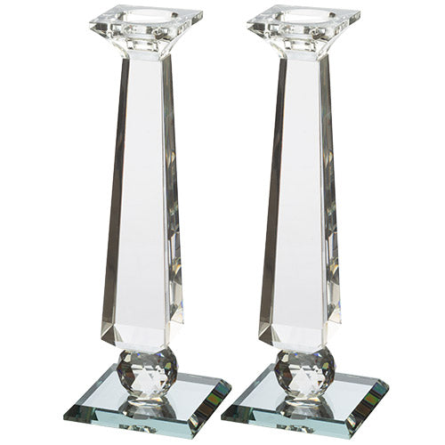 פמוטי יציקת קריסטל גדולים (34 ס"מ) ומהודרים גוון שקוף