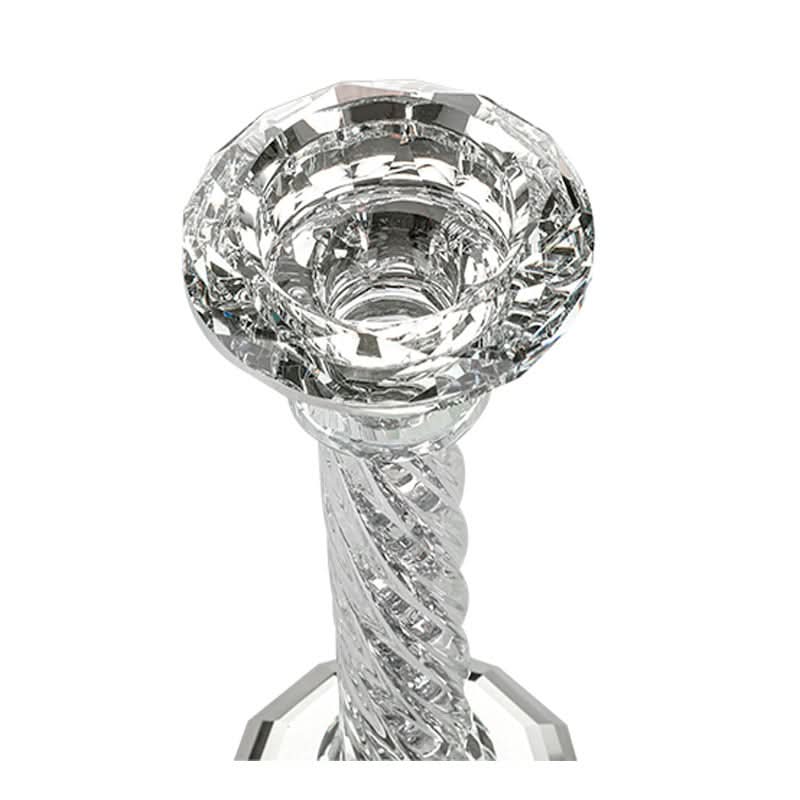 זוג פמוטי יציקת קריסטל (16.5 ס"מ) ציפוי כסף עם קריסטלים לבנים