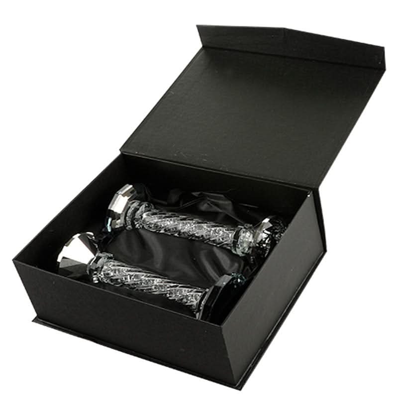 זוג פמוטי יציקת קריסטל (16.5 ס"מ) ציפוי כסף עם קריסטלים לבנים