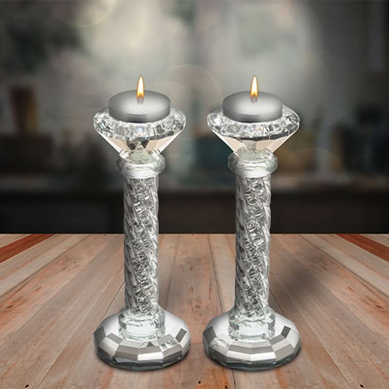 זוג פמוטי יציקת קריסטל (25.5 ס"מ) מהודרים עם אבנים