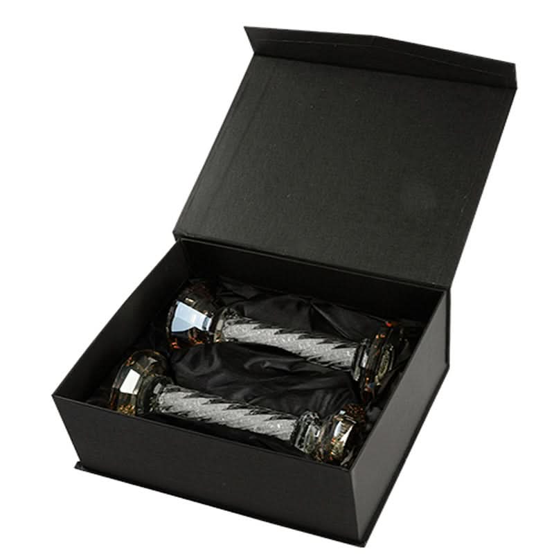 פמוטי יציקת קריסטל מהודרים (16.5 ס"מ) גוון זהב עם קריסטלי כסף