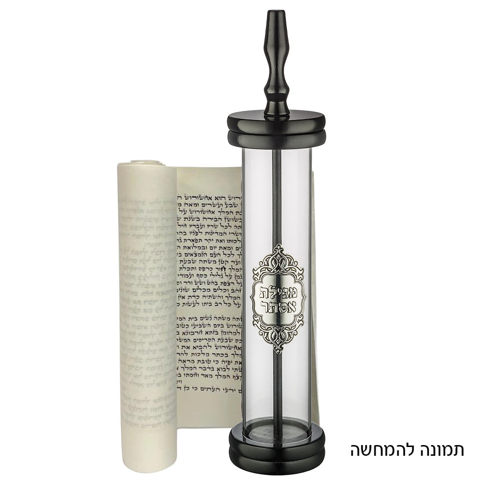 בית מגילה ספרדי (עבור קלף 30 ס"מ) מעץ עם אקריליק שקוף