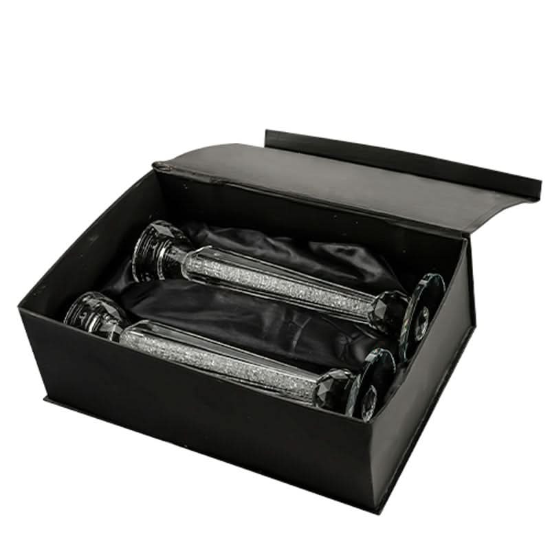 זוג פמוטי יציקת קריסטל (26 ס"מ) מהודרים עם אבנים