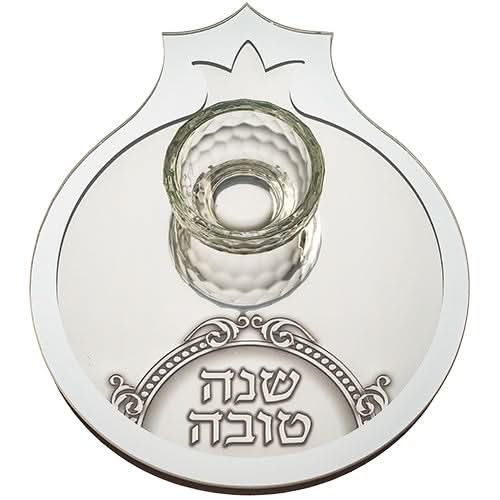 כלי מהודר לדבש מזכוכית (19*23 ס"מ) בצורת רימון