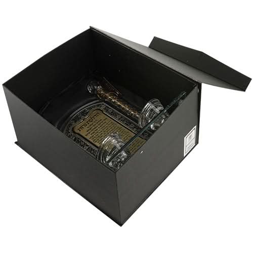 פמוטי קריסטל 2 קנים "הדלקת נרות" (24 ס"מ) עם קריסטלים מוזהבים