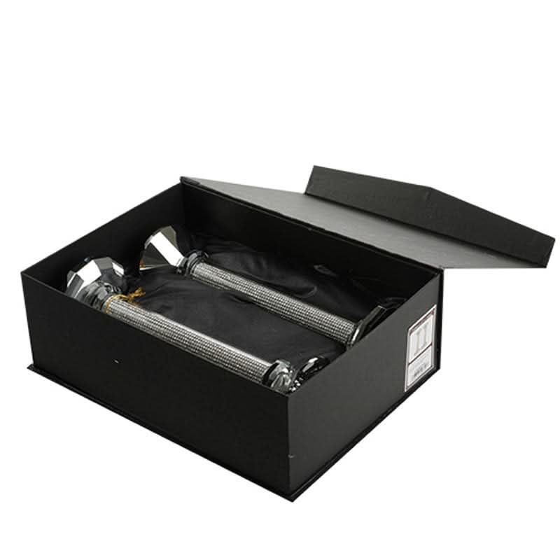 פמוטי יציקת קריסטל מהודרים (22.5 ס"מ) גוון זהב עם קריסטלי כסף