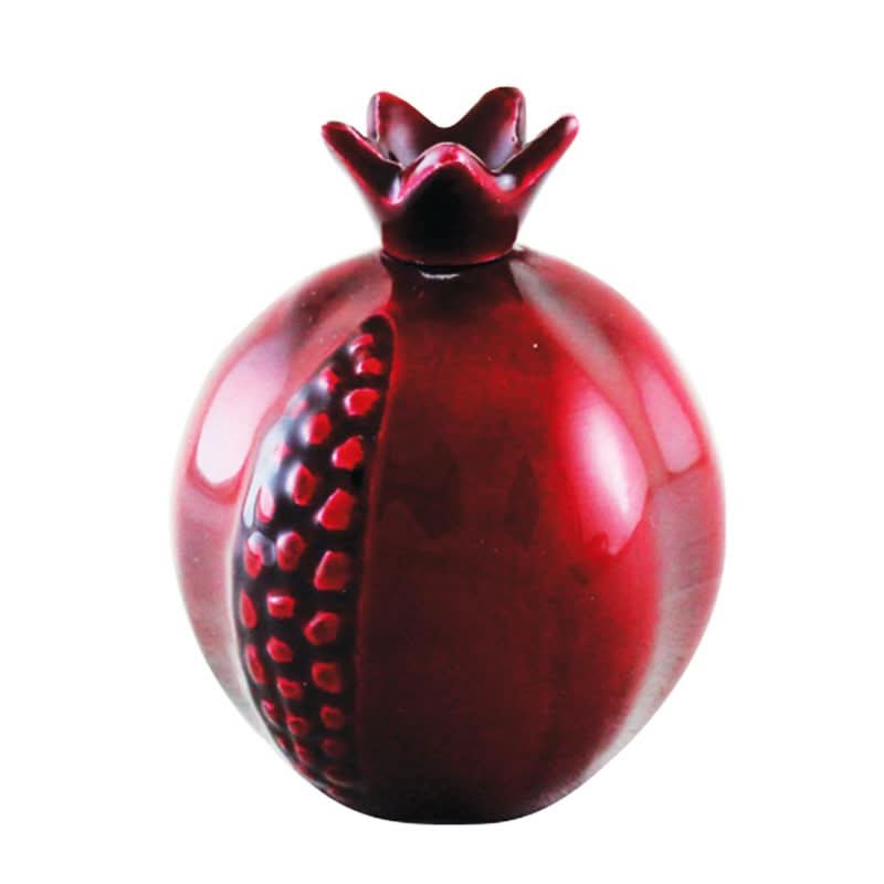 רימון דקורטיבי גדול (17 ס"מ) מהודר מאלומיניום עם ציפוי אמייל בורדו מושלם. מבצע מיוחד באתר מתנות ישראל - מרכז המתנות הישראלי.