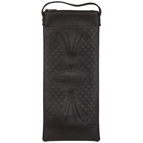 תיק עור שחור "מגילת אסתר" (43*19 ס"מ) עם תפירות