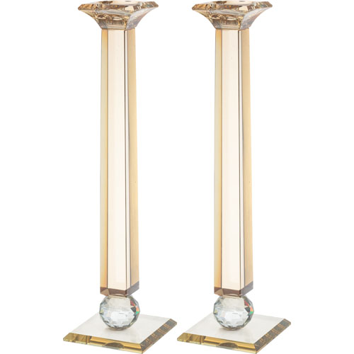 פמוטי יציקת קריסטל גדולים (34 ס"מ) ומהודרים גוון זהב