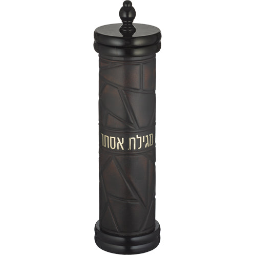 בית מגילה אשכנזי (עבור קלף 31 ס"מ) מעץ עם עיטורים