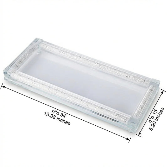 מגש קריסטל גדול (34*15 ס"מ) ומהודר לפמוטים