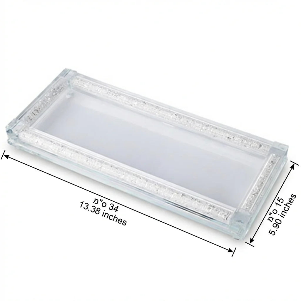 מגש קריסטל גדול (34*15 ס"מ) ומהודר לפמוטים