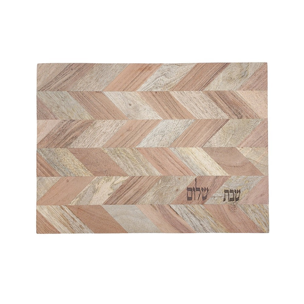 קרש חלה "שבת שלום" (1*30*40 ס"מ) עץ שונים, האמן יאיר עמנואל