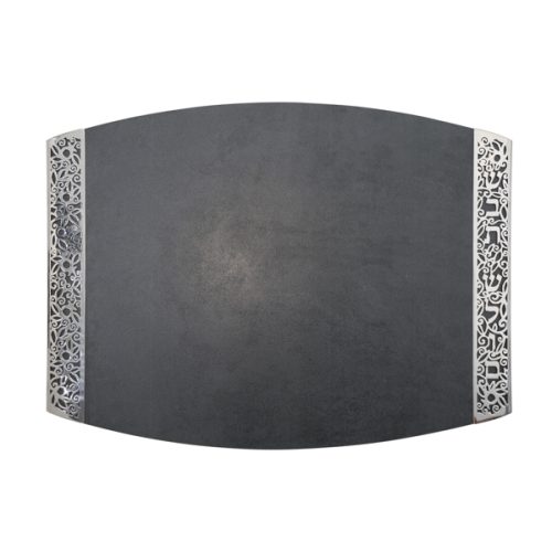 קרש חלה מגזרת "שבת שלום" (2*28*37 ס"מ) פורצלן אפור, האמן יאיר עמנואל