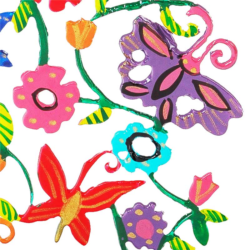 "Butterflies and Flowers" candle holders (12.5*17 cm) for lighting candles with metal cutout - by artist Yair Emanuel