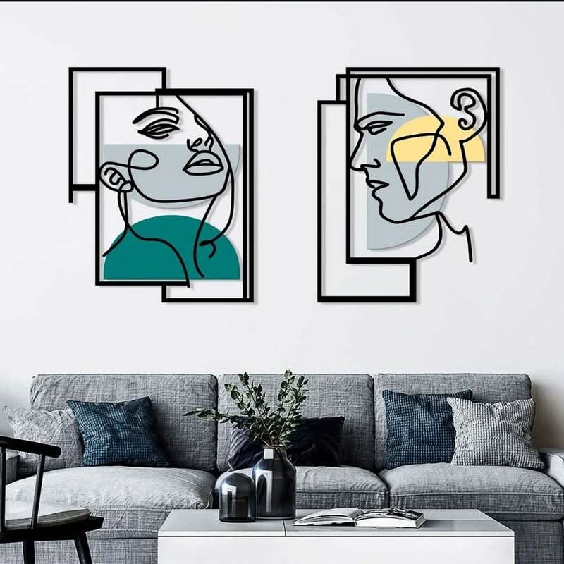 מתלה קיר “היא והוא" ממתכת סט 2 חלקים (4 גדלים לבחירה) צבעוני