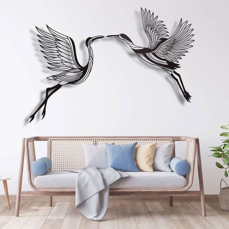 מתלה קיר “מחול העגורים" ממתכת (3 גדלים, ו-5 צבעי מתכת לבחירה)