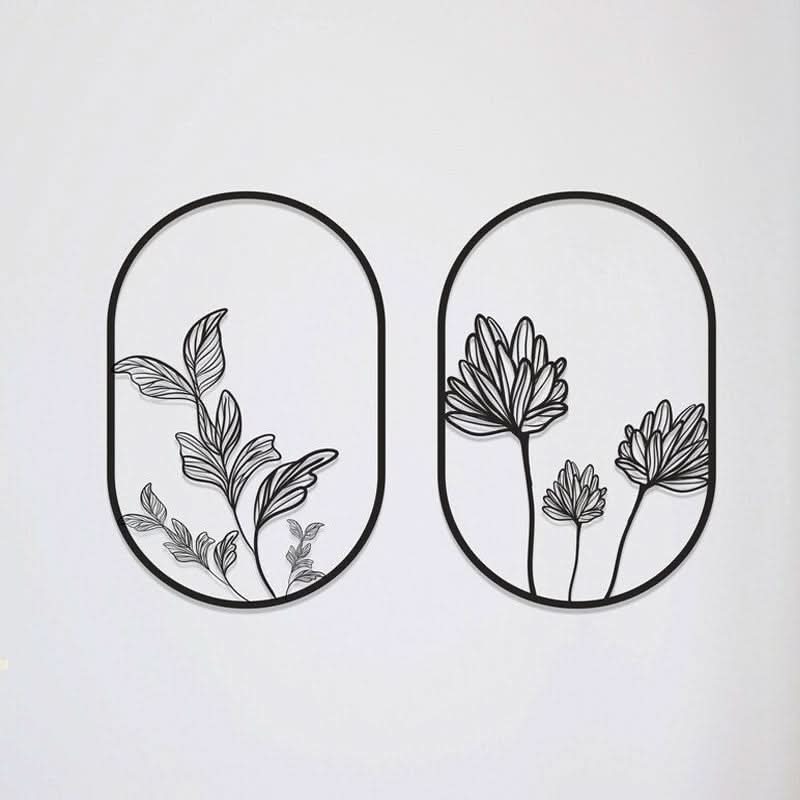 סט מתלה קיר “שלווה בוטנית" ממתכת (3 גדלים, ו-5 צבעי מתכת לבחירה)