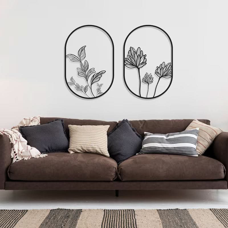 סט מתלה קיר “שלווה בוטנית" ממתכת (3 גדלים, ו-5 צבעי מתכת לבחירה)