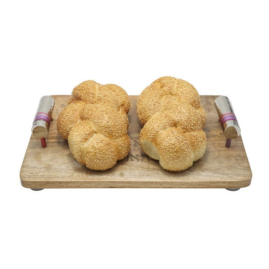 קרש חלה "המוציא לחם מן הארץ" (3*28*40 ס"מ) טבעות בורדו, האמן יאיר עמנואל