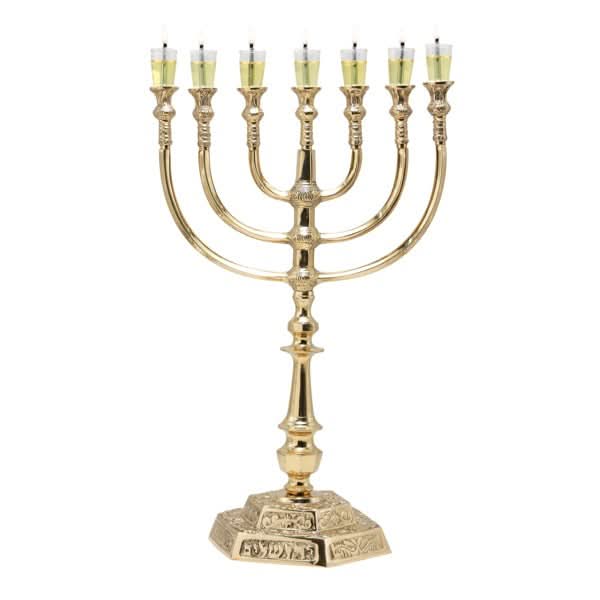 "Menorah" 7 branches large copper (47*18.5*32 cm), for oil or candles - artist Yair Emanuel
