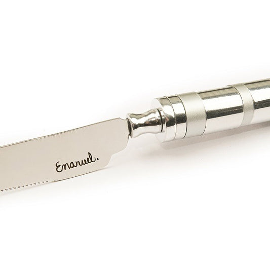 סכין חלה (2*33.5 ס"מ) ידית עם טבעות מט\מבריק, האמן יאיר עמנואל