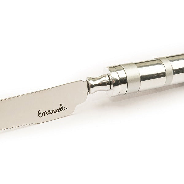 סכין חלה (2*33.5 ס"מ) ידית עם טבעות מט\מבריק, האמן יאיר עמנואל