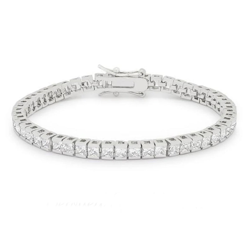 "Tennis" bracelet (3 mm) made of 925 sterling silver (17 cm) set with white crystals