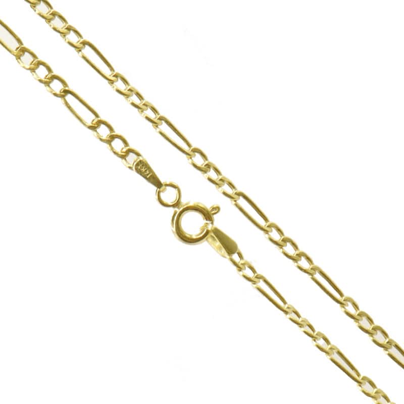 Thin (2.2 mm) 14K yellow gold "Figaro" necklace - 50 cm