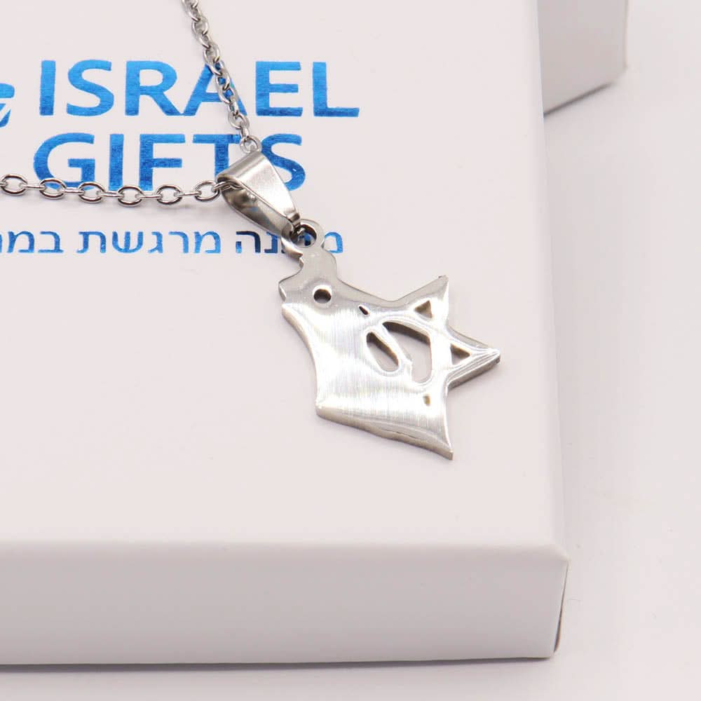 שרשרת מגן דוד & מפה (2.8 ס"מ) מסטיל (פלדת אל-חלד)