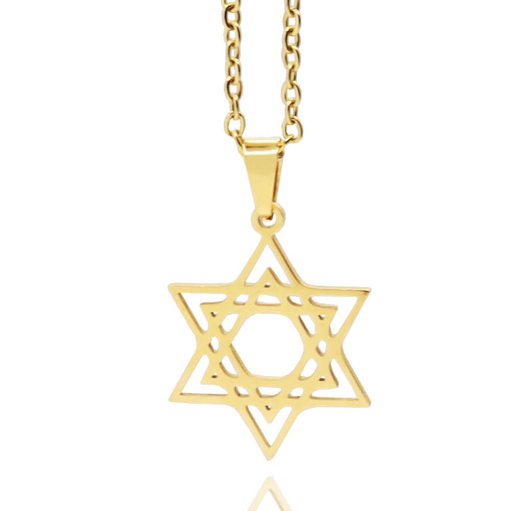 שרשרת מגן דוד (2.2 ס"מ) מסטיל (פלדת אל-חלד), ציפוי זהב