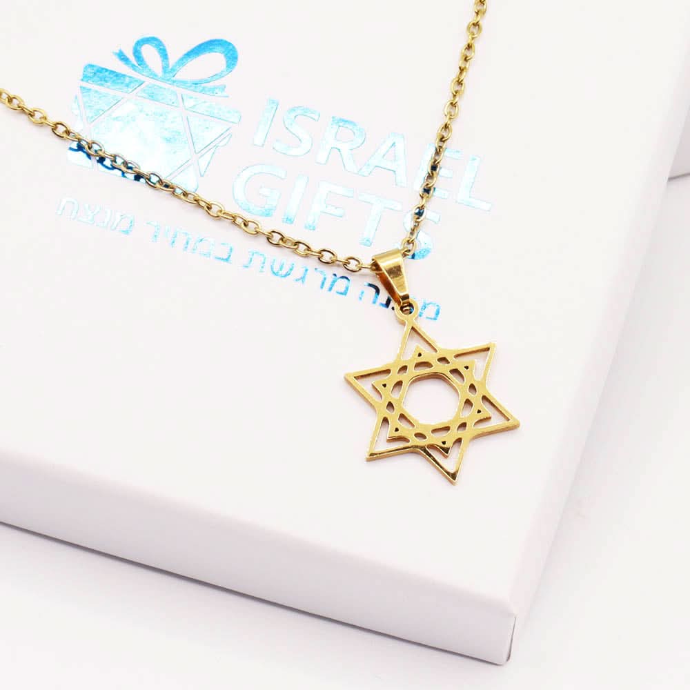 שרשרת מגן דוד (2.2 ס"מ) מסטיל (פלדת אל-חלד), ציפוי זהב