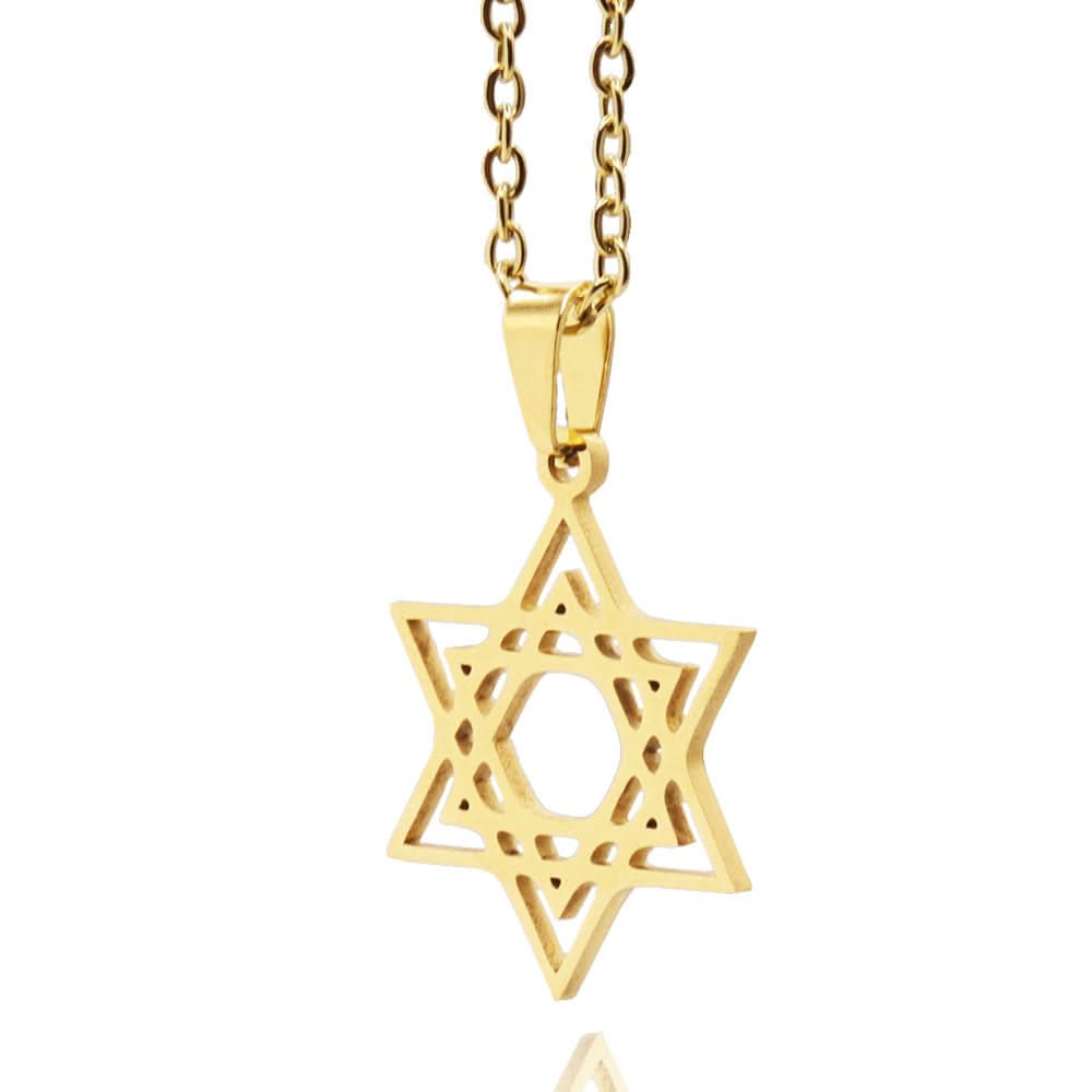 שרשרת מגן דוד (2.2 ס"מ) מסטיל (פלדת אל-חלד), ציפוי זהב