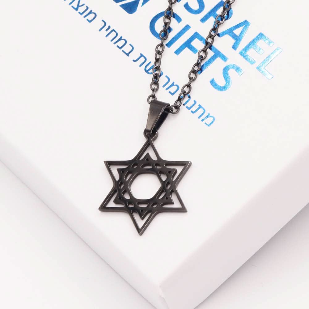 שרשרת מגן דוד (3 ס"מ) מסטיל (פלדת אל-חלד), ציפוי שחור