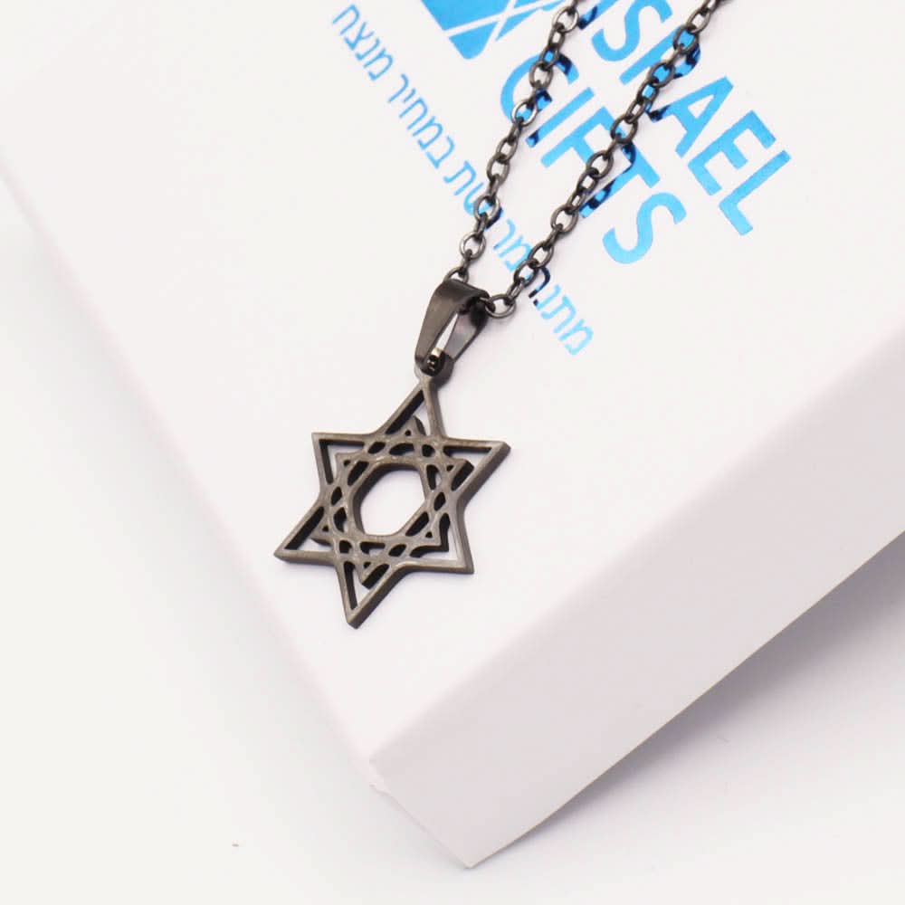 שרשרת מגן דוד (2.2 ס"מ) מסטיל (פלדת אל-חלד), ציפוי שחור