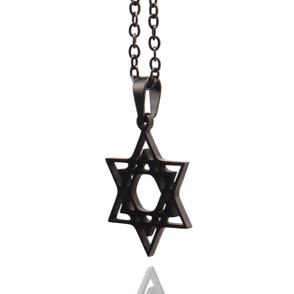 שרשרת מגן דוד (2.2 ס"מ) מסטיל (פלדת אל-חלד), ציפוי שחור