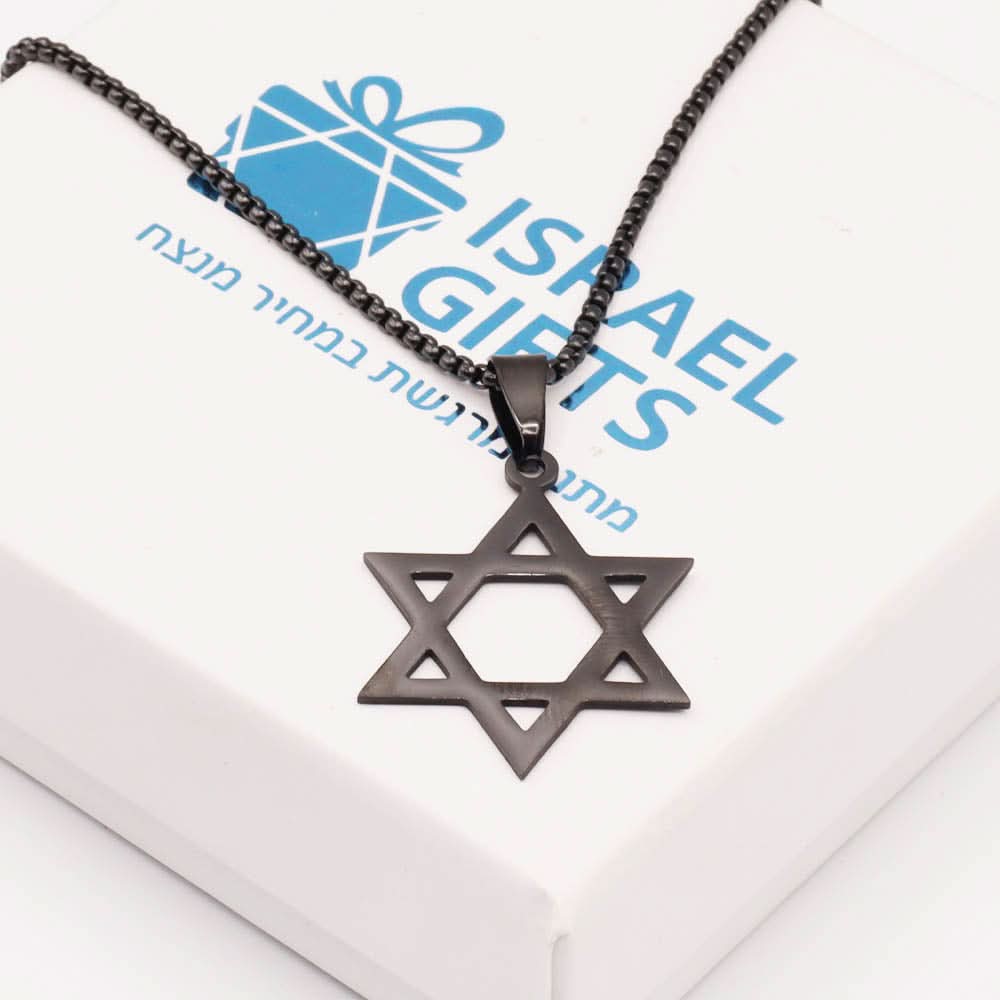 שרשרת מגן דוד (3 ס"מ) מסטיל (פלדת אל-חלד), ציפוי שחור