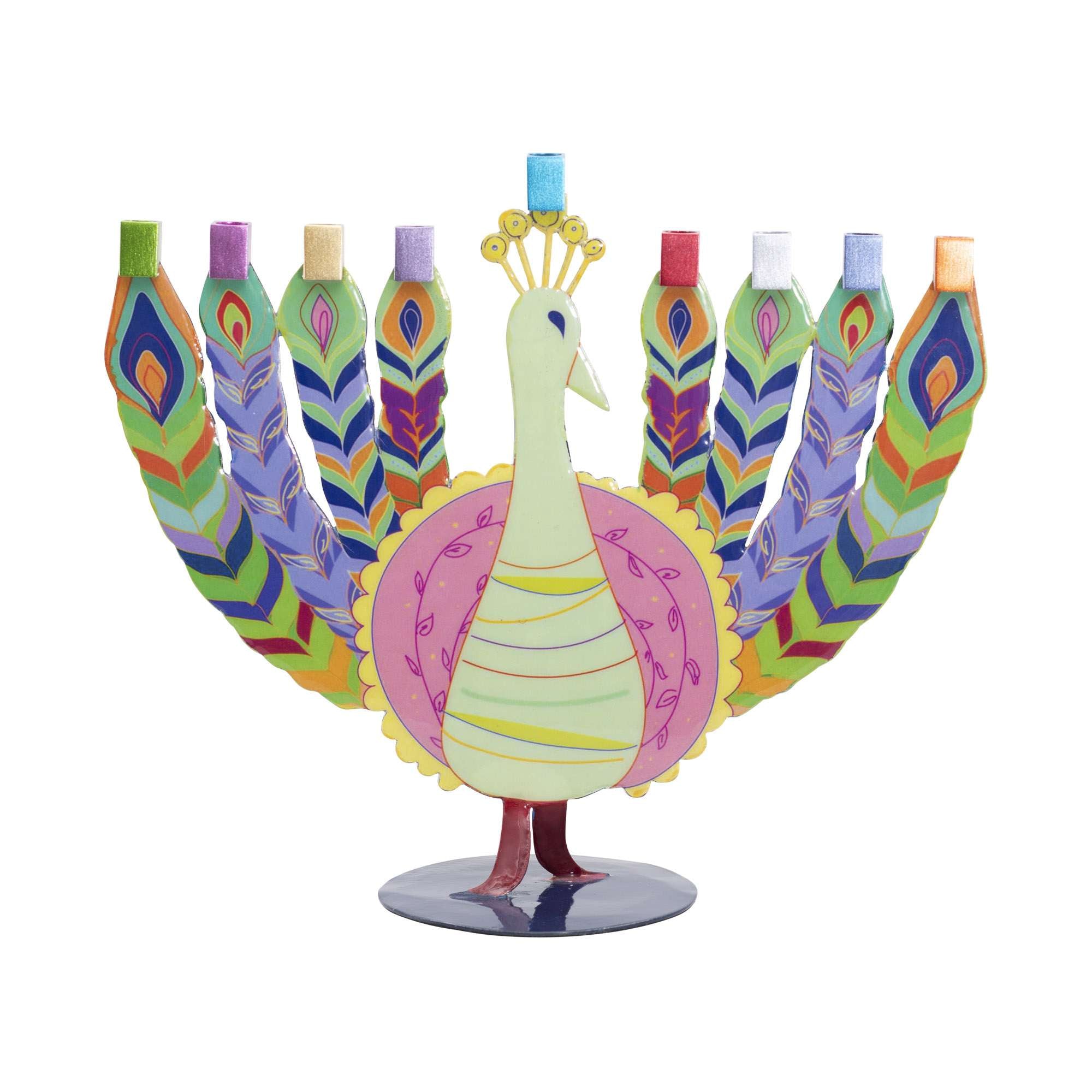 "Shelhevat" Hanukkah Menorah (24*8*30.5 cm) made of aluminum with a colorful finish, artist Yair Emanuel