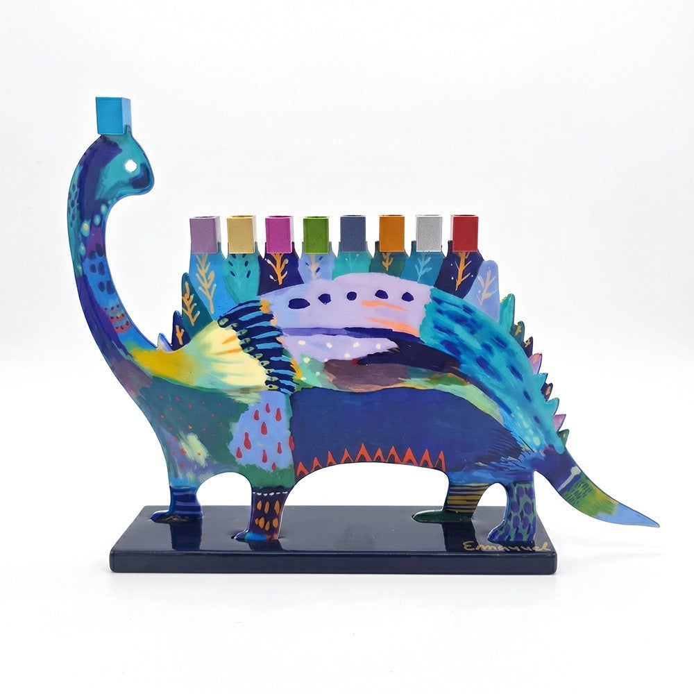 "Shelhevat" Hanukkah Menorah (24*8*30.5 cm) made of aluminum with a colorful finish, artist Yair Emanuel