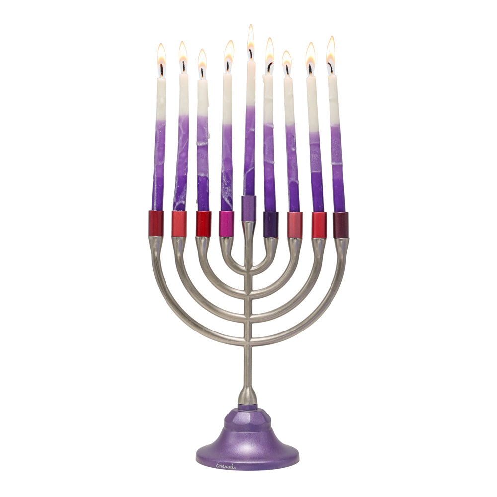 חנוכייה קלאסית מפיוטר ואלומיניום – בורדו - תמונה 2 - יאיר עמנואל