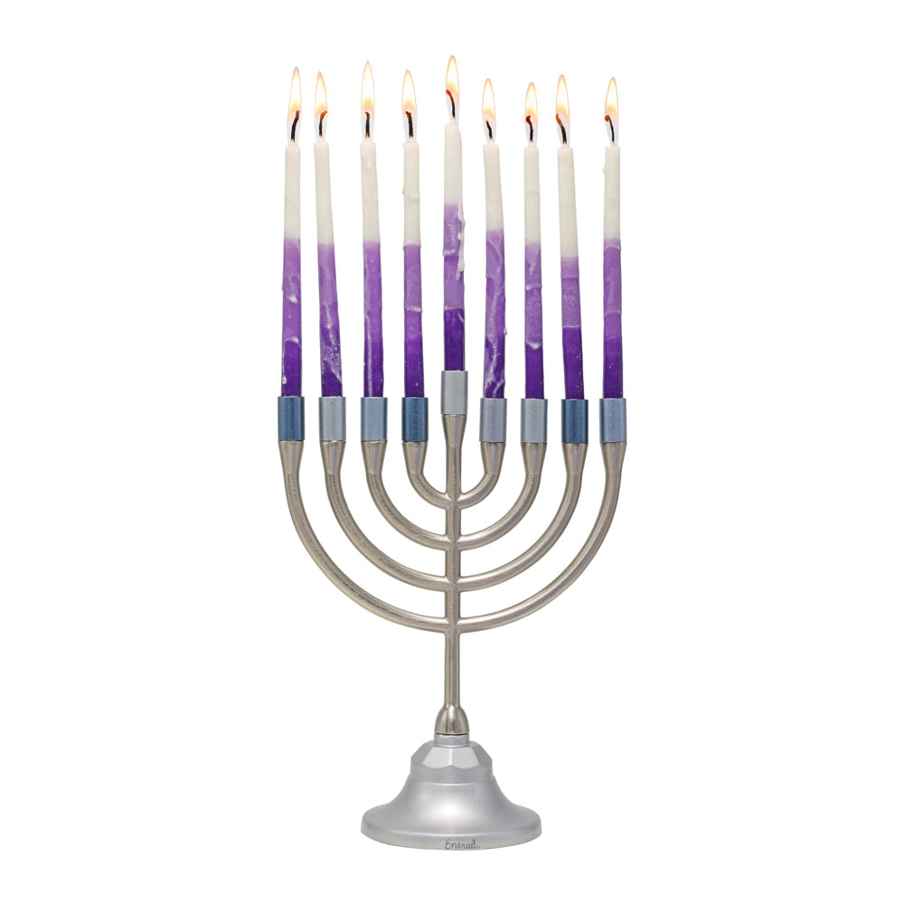 חנוכייה קלאסית מפיוטר ואלומיניום – אפור - תמונה 2 - יאיר עמנואל