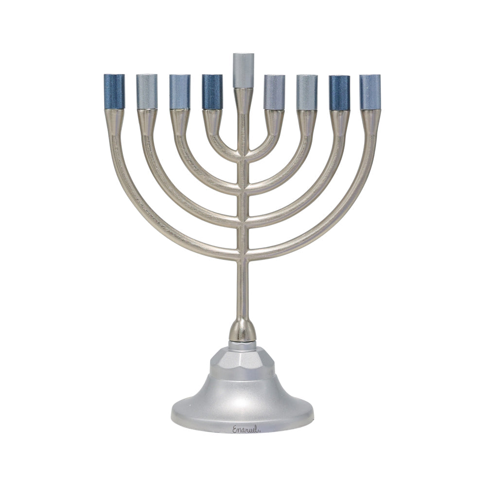 חנוכייה קלאסית מפיוטר ואלומיניום – אפור - פיוטר, אלומיניום - יאיר עמנואל