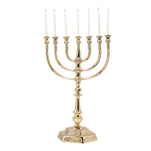 מנורה קלאסית מפוארת מנחושת (גודל: 32*47 ס"מ) מוזהב - ע"י האמן יאיר עמנואל